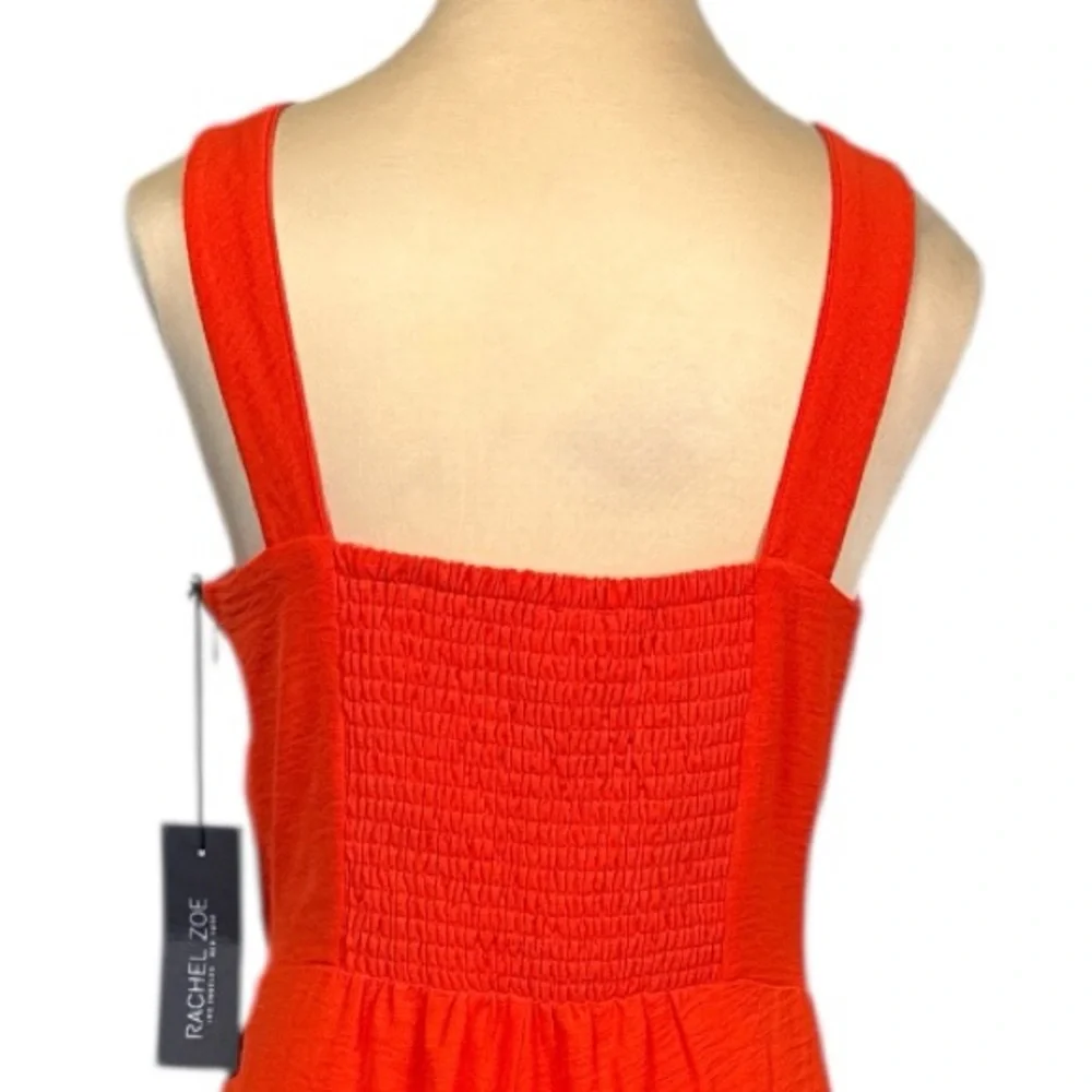 NWT Rachel Zoe Orange Square Bodice Smocked Back Tank Jumpsuit Romper Size 4 🔥🍊